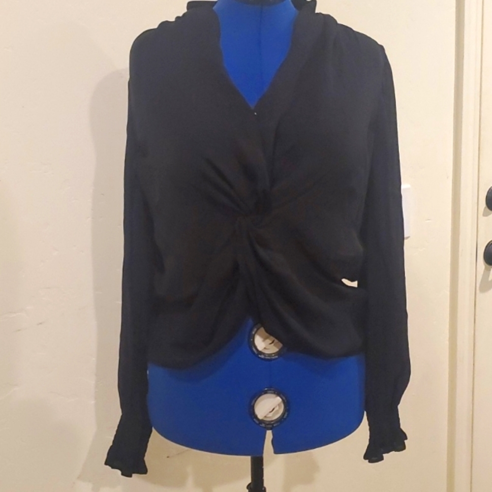 Black silk top sz L